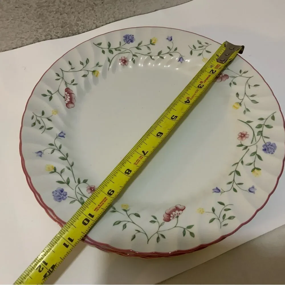 2 Johnson Brothers Summer Chintz Dinner Plates Pink Flower Ridged Border England
